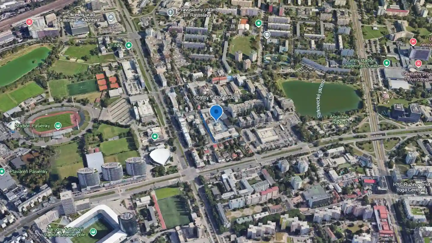 Letecký pohľad na lokalitu pripravovanej zástavby na Teslovej ulici v Ružinove