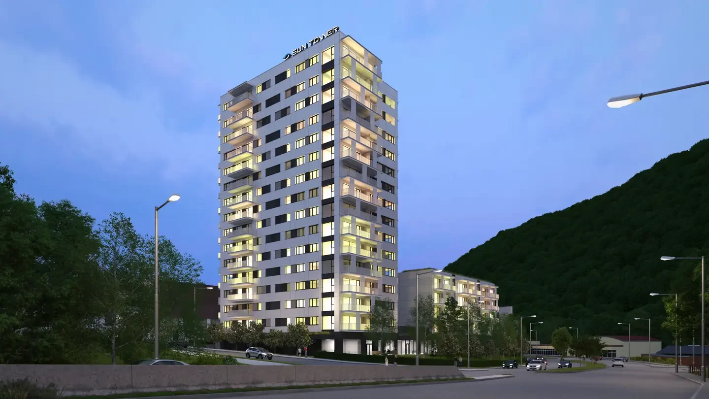 Výškový bytový dom SUN TOWER s nižším obytným blokom v Banskej Bystrici