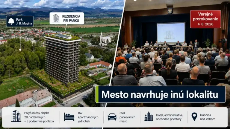Rezidencia pri parku v Dubnici nad Váhom pri Parku J. B. Magina a verejné prerokovanie