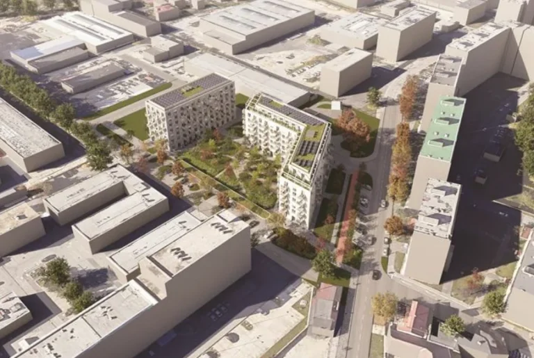 Vizualizácia projektu Obytný súbor Hraničná s bytovými domami a vnútroblokovou zeleňou v Bratislave-Ružinove