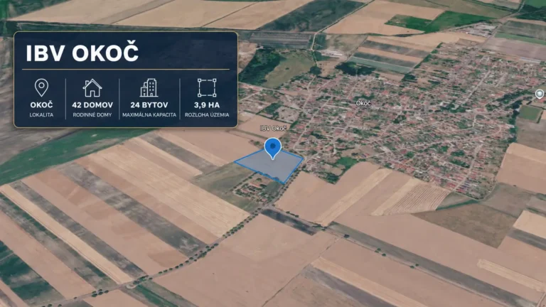 IBV Okoč – mapa obytnej zóny pre 42 rodinných domov a 24 bytov