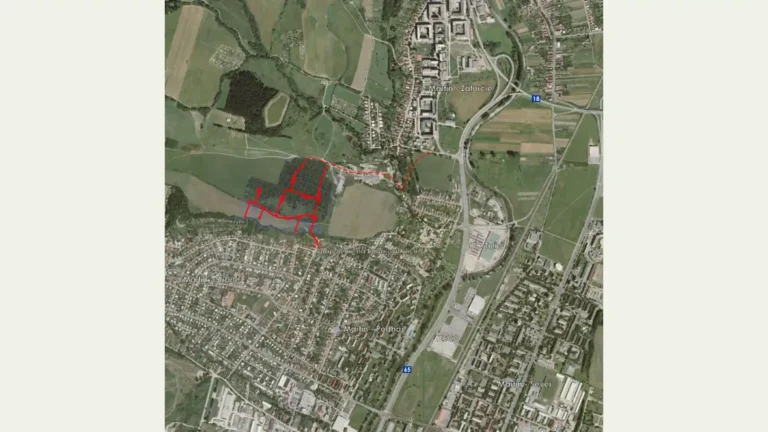 IBV Parkvile, archívna mapa polohy obytnej zóny a jej dopravných väzieb