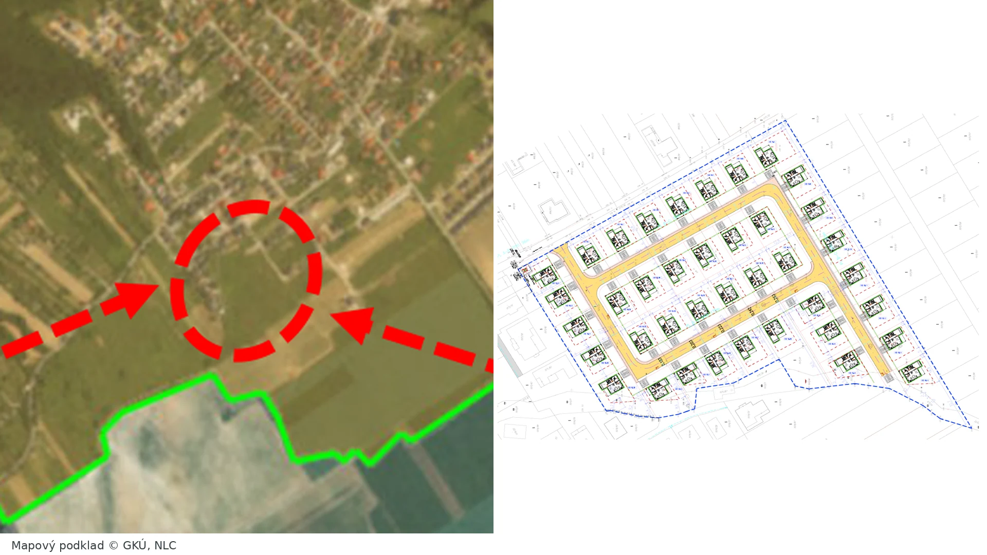 Obytný súbor Zamoyského v Štitároch, mapa polohy a situačný výkres