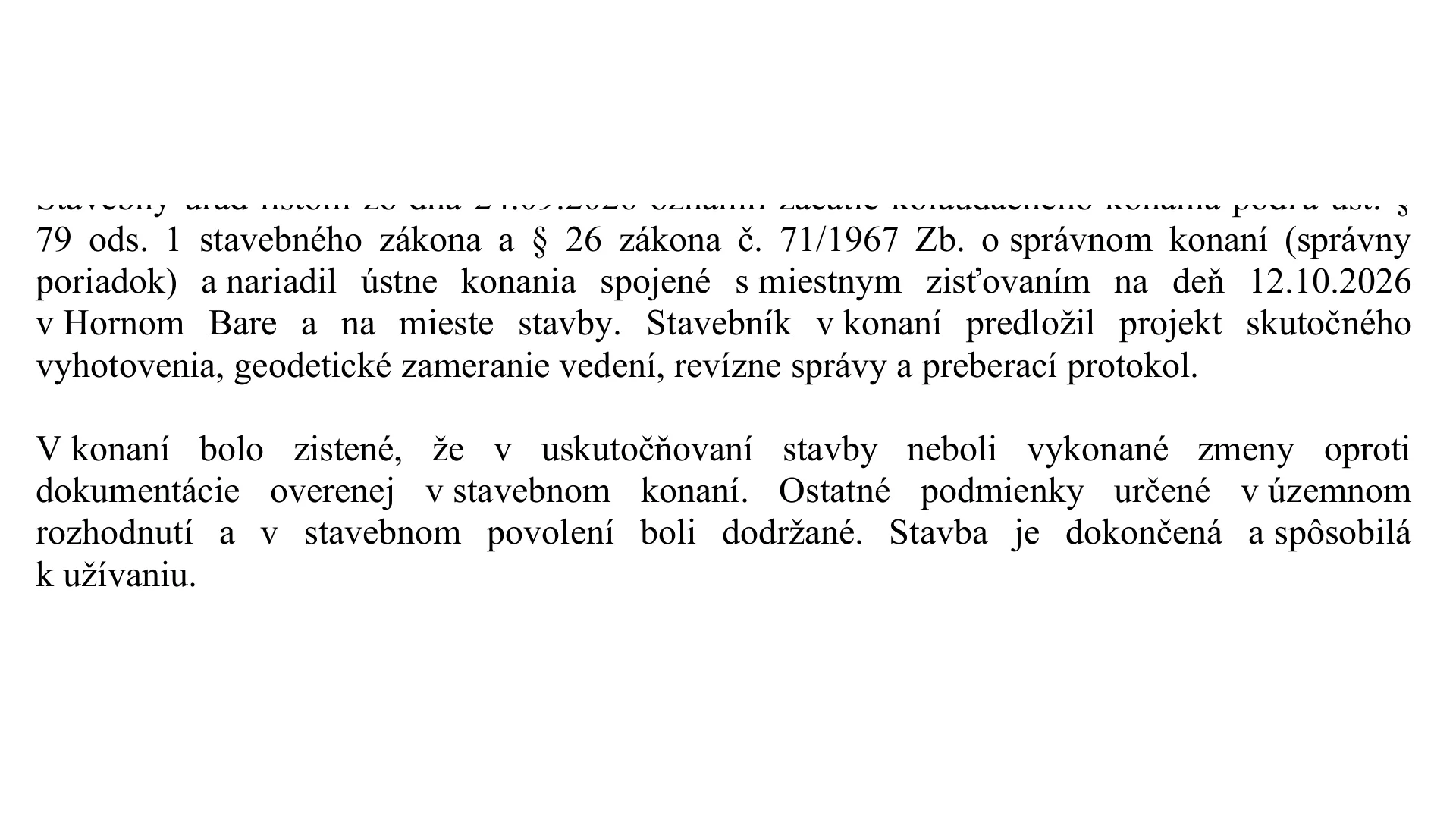 Dokumentačný obrázok odôvodnenia dokončenia elektrických rozvodov